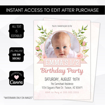 pink floral invitation